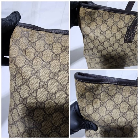 Authentic GUCCI GG Coated Canvas Medium Tote Bag Beige/Brown - Picture 11 of 16